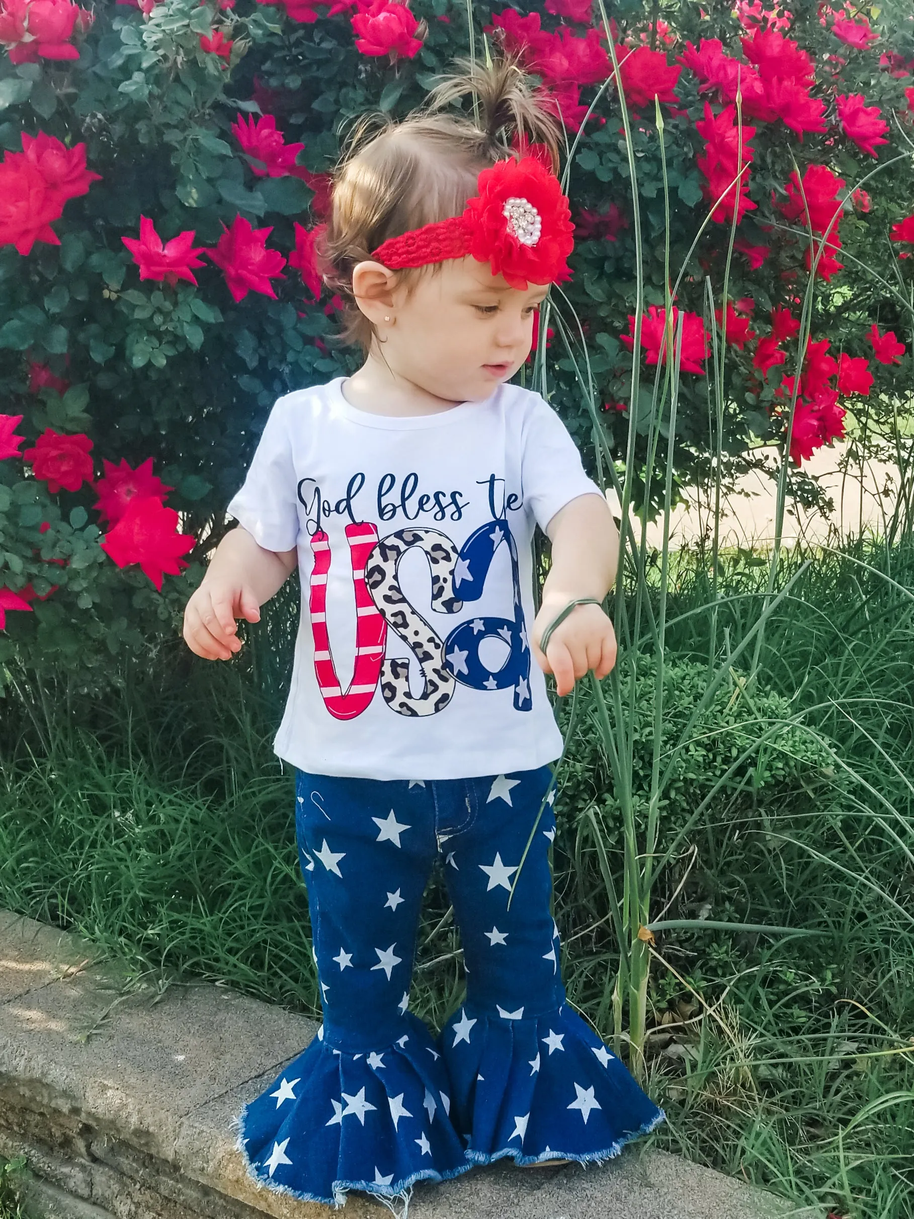 "God Bless The USA" Star Bell Bottoms Outfit