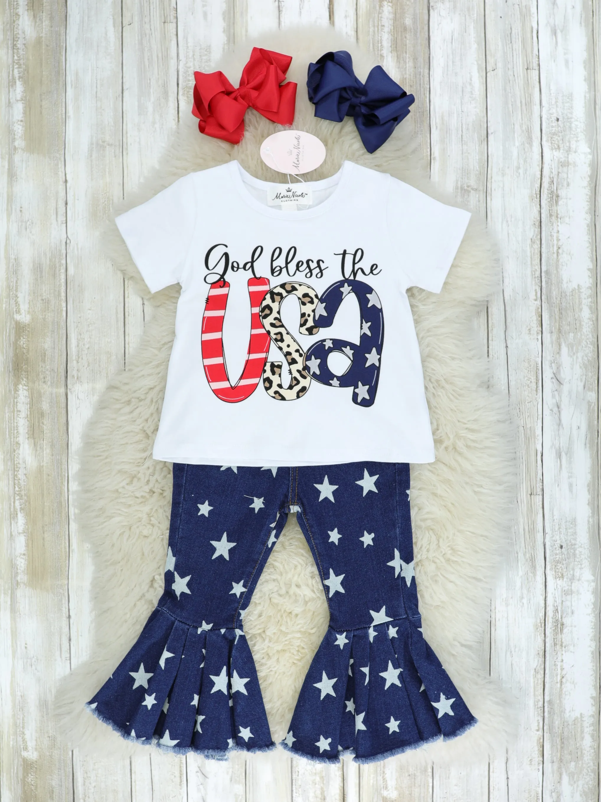 "God Bless The USA" Star Bell Bottoms Outfit