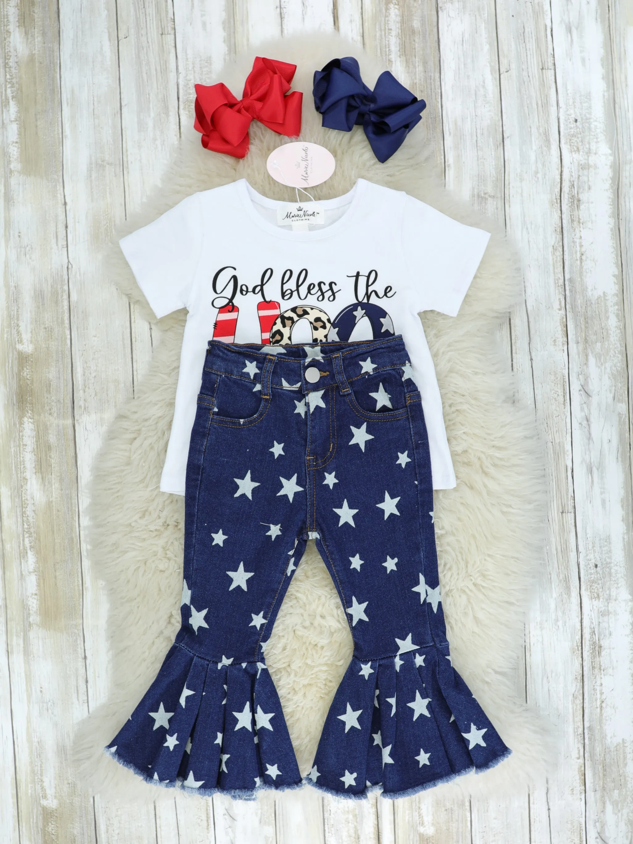 "God Bless The USA" Star Bell Bottoms Outfit