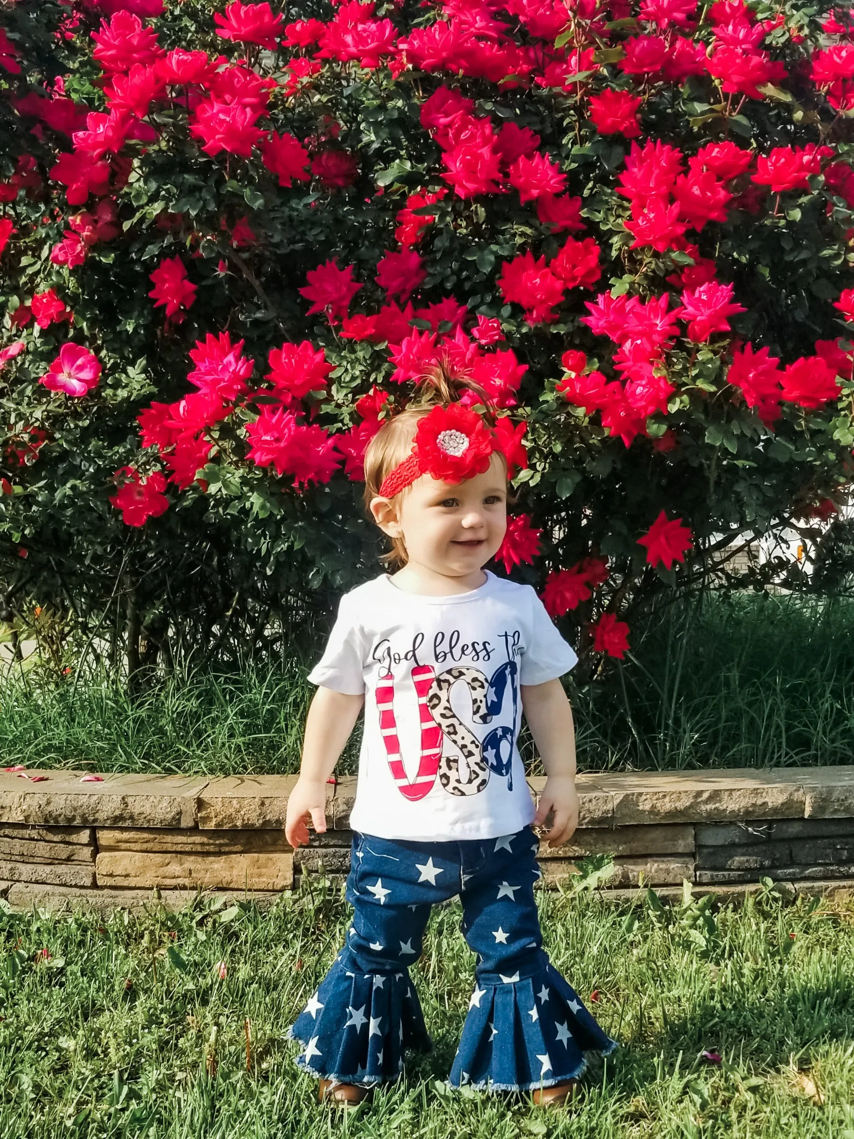 "God Bless The USA" Star Bell Bottoms Outfit