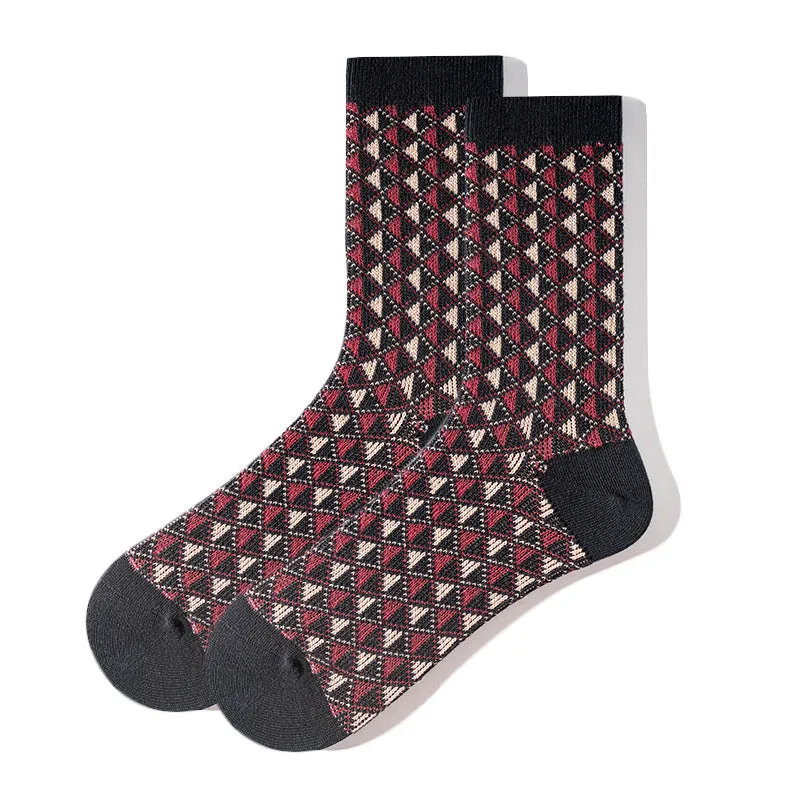 Retro Diamond Plaid Tube Socks