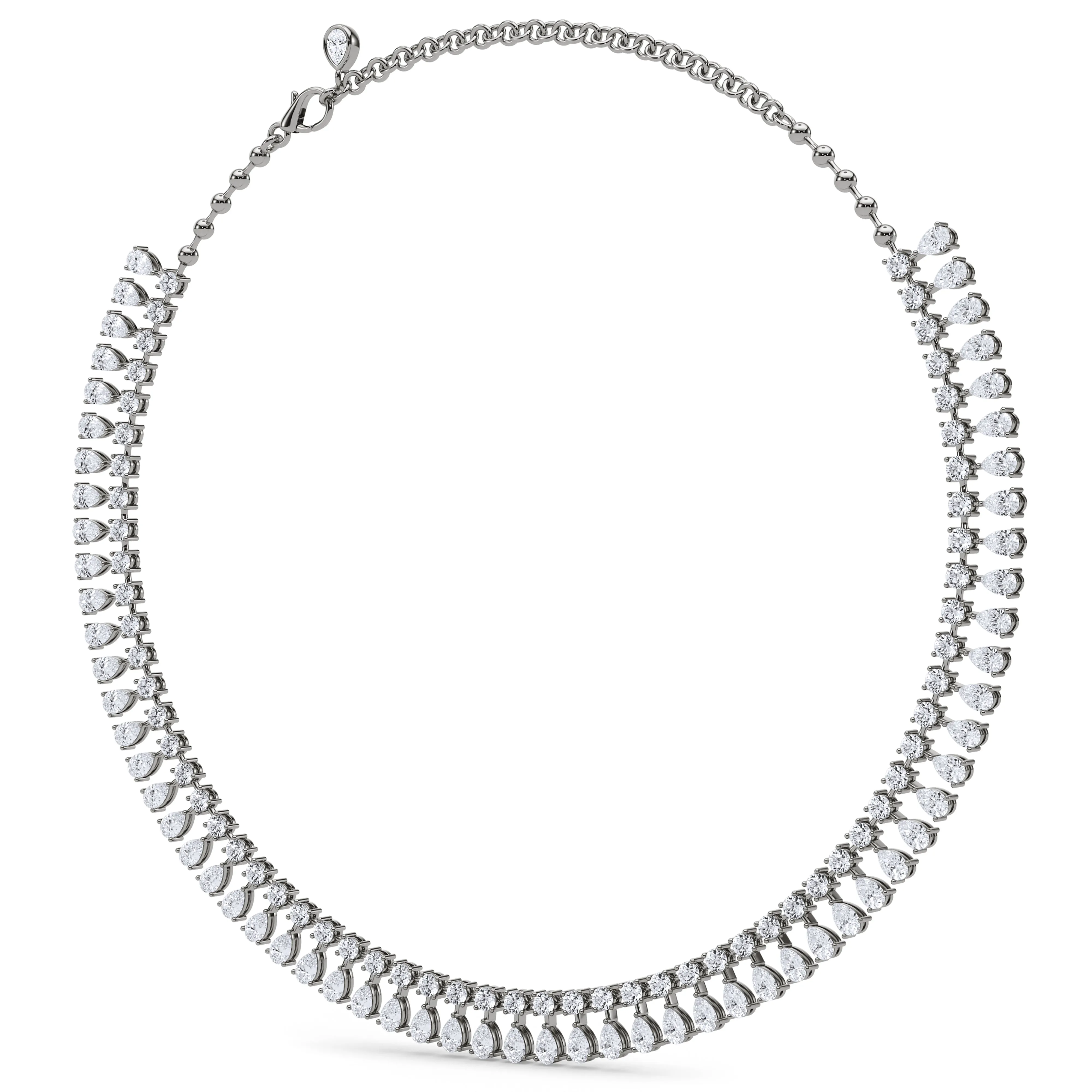 Round and Pear Diamond Necklace