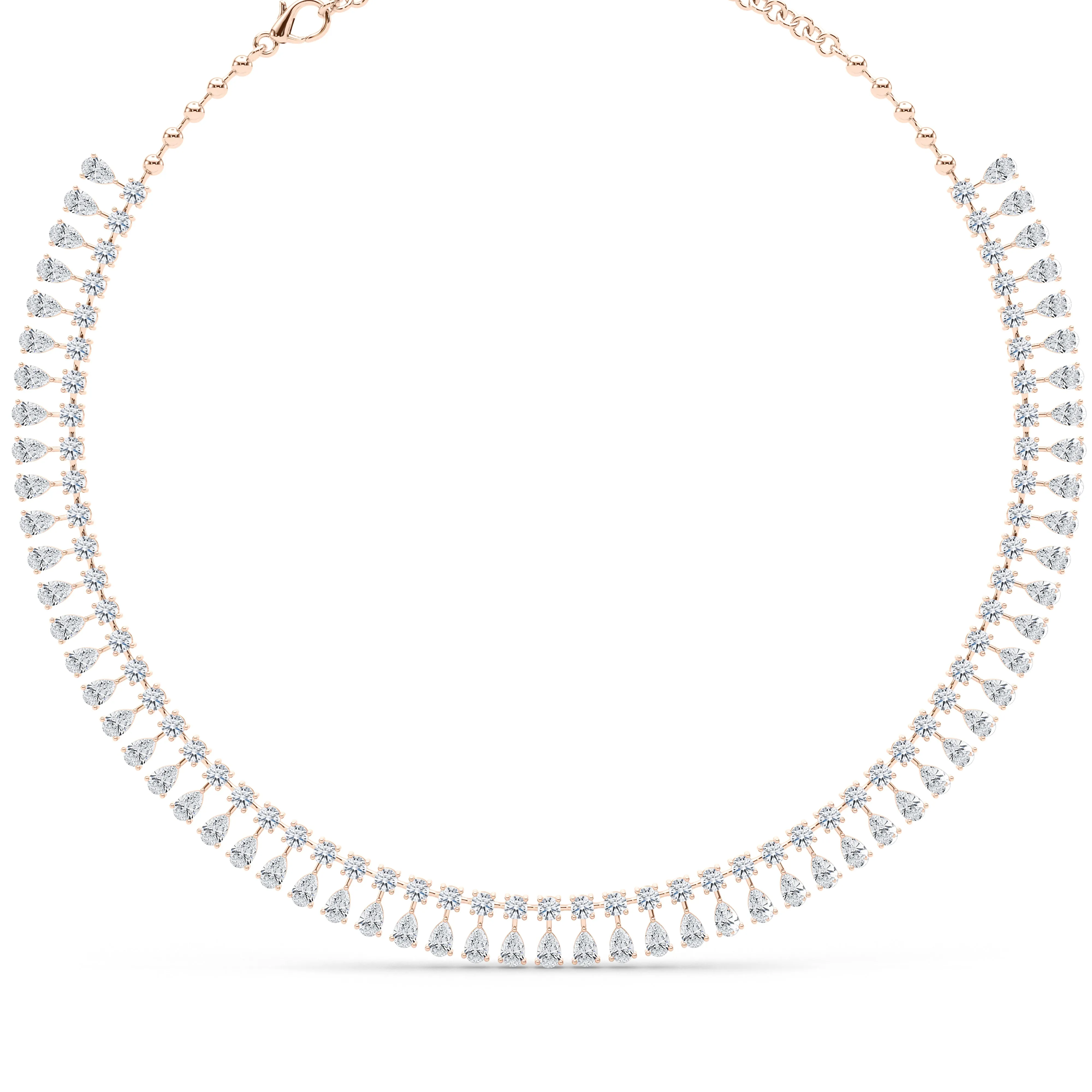 Round and Pear Diamond Necklace