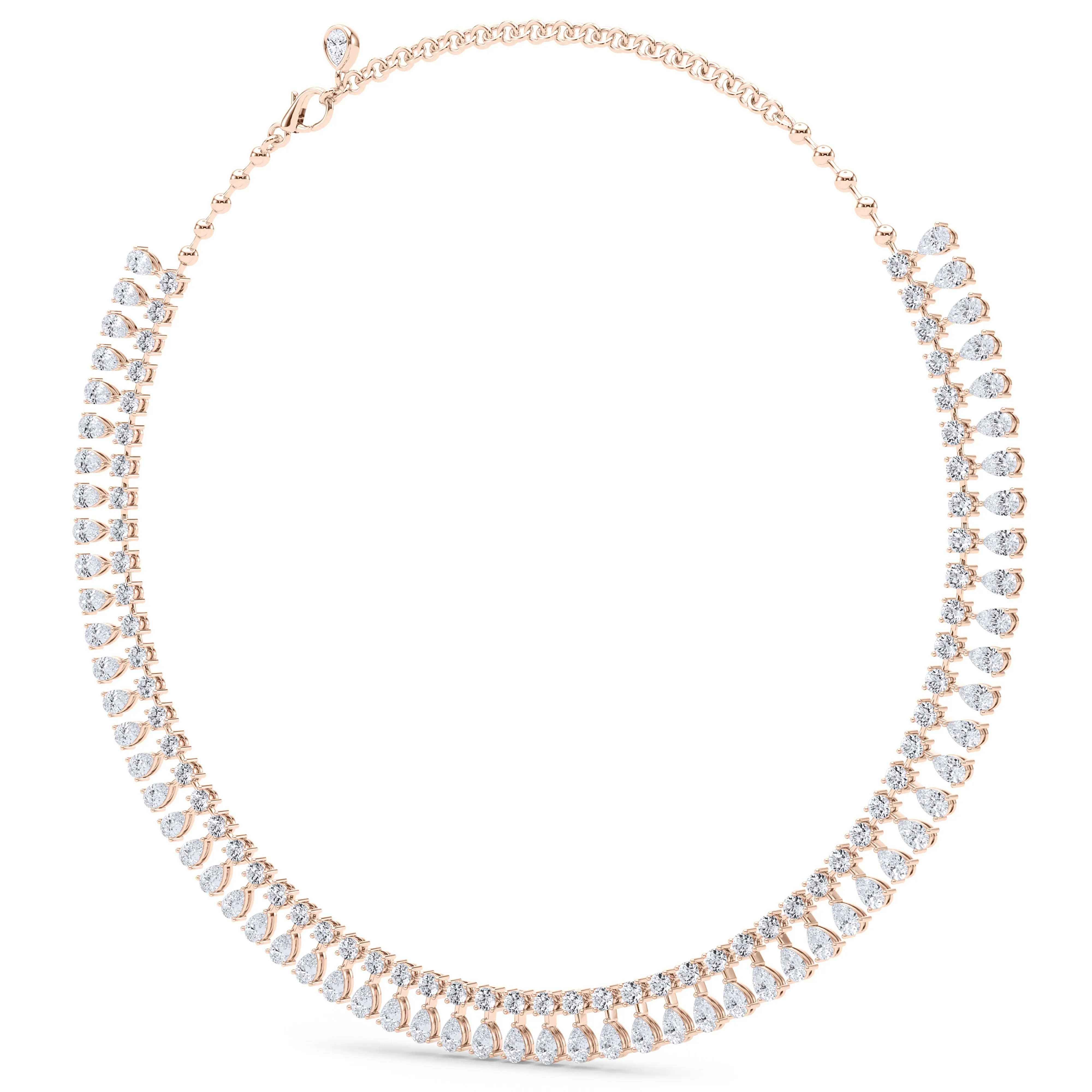 Round and Pear Diamond Necklace