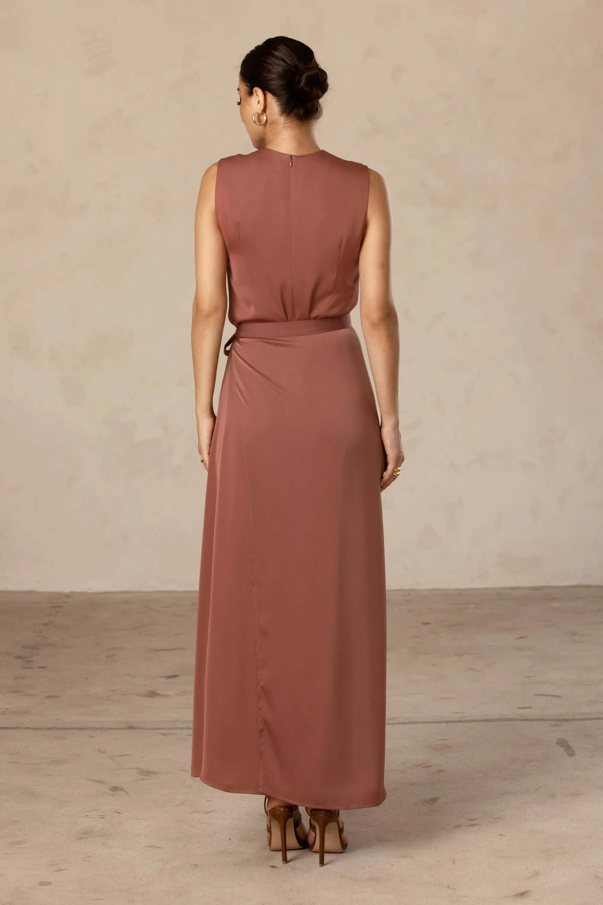 Sadia Sleeveless Maxi Dress & Skirt Set - Pecan