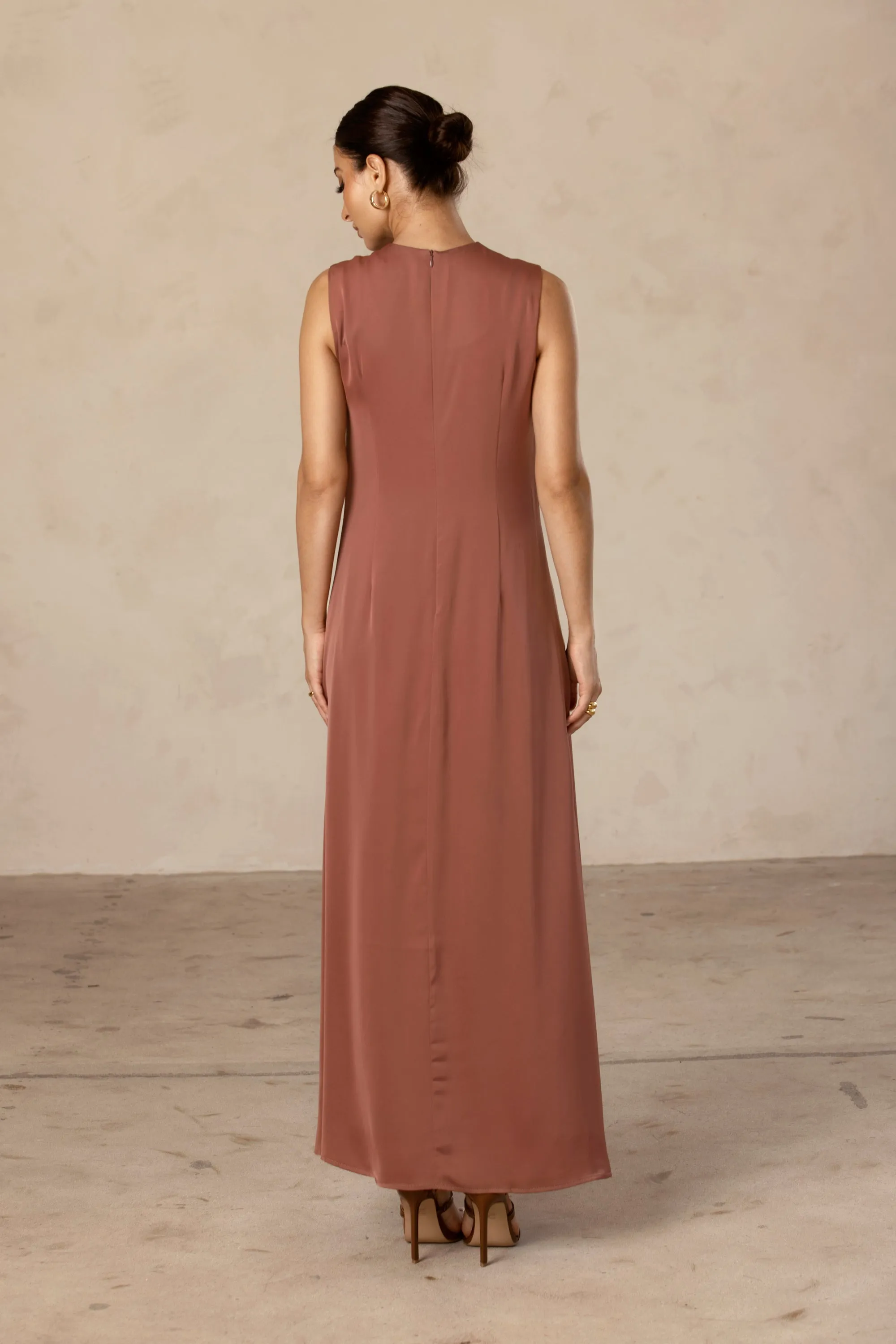 Sadia Sleeveless Maxi Dress & Skirt Set - Pecan