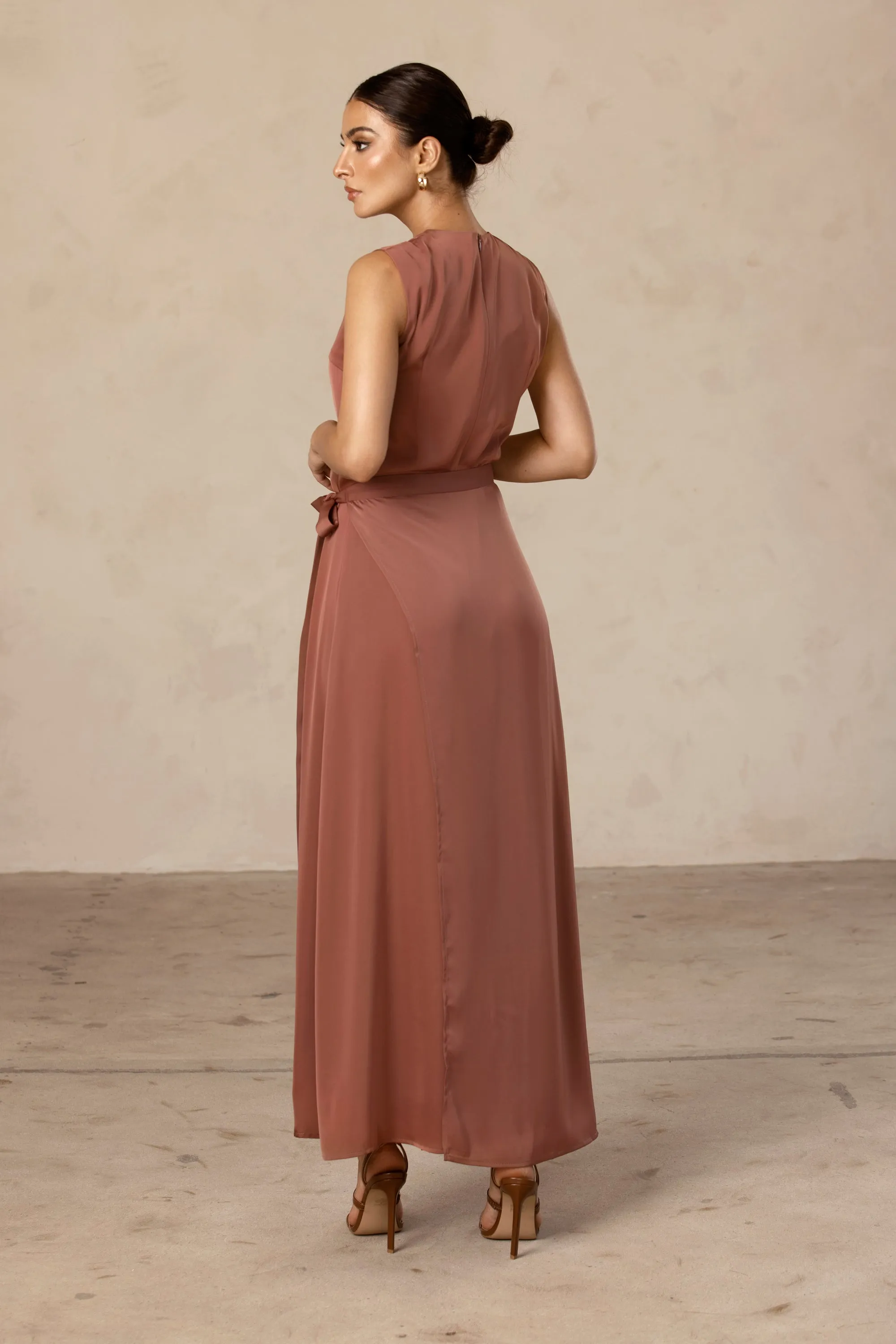 Sadia Sleeveless Maxi Dress & Skirt Set - Pecan