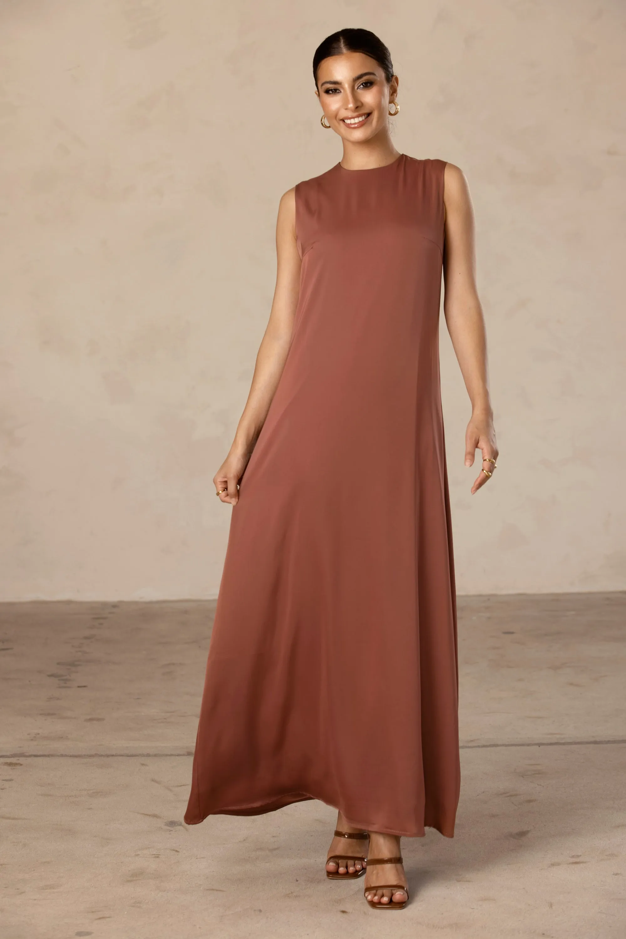 Sadia Sleeveless Maxi Dress & Skirt Set - Pecan