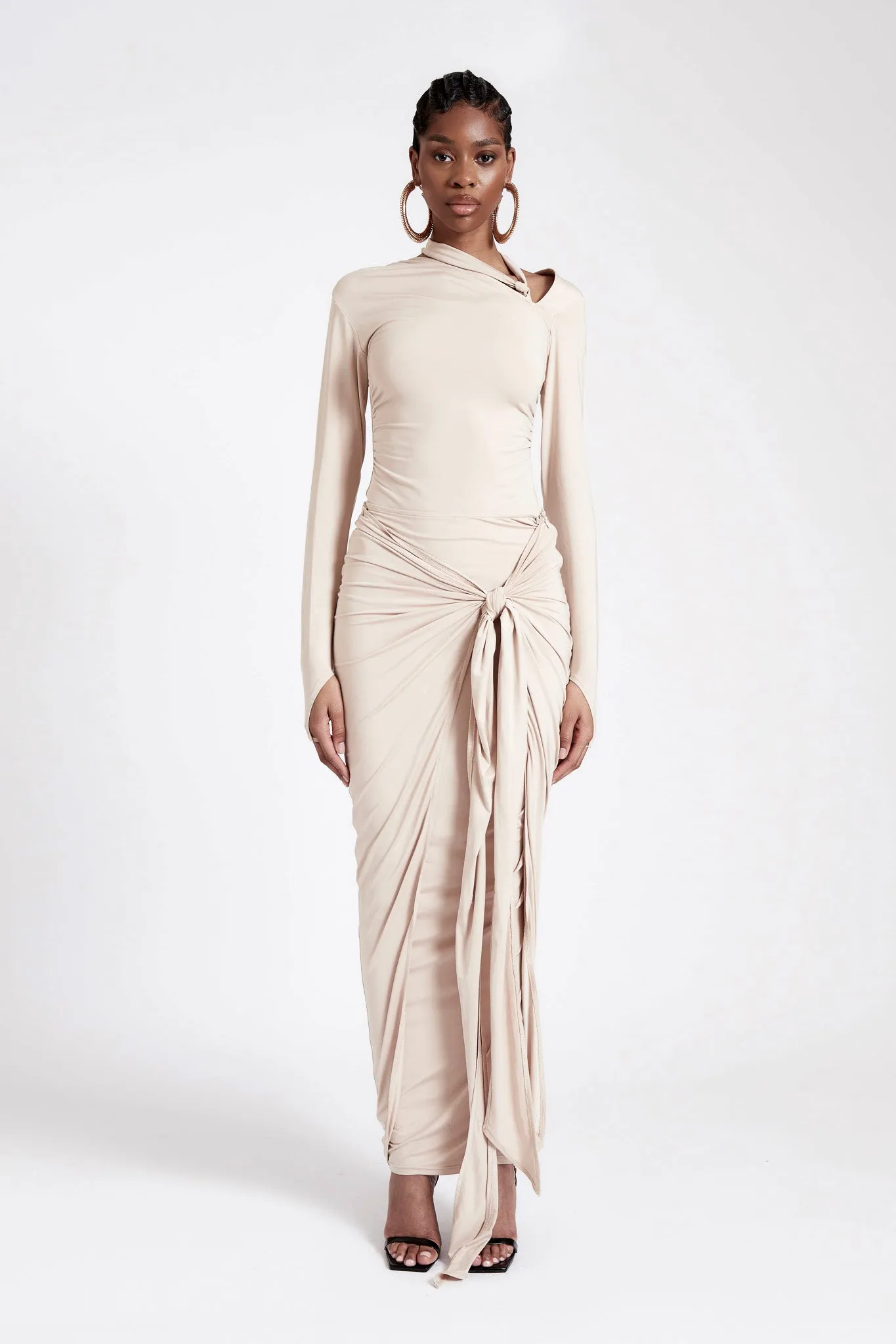 Sarong Batwing Maxi Skirt - Latte