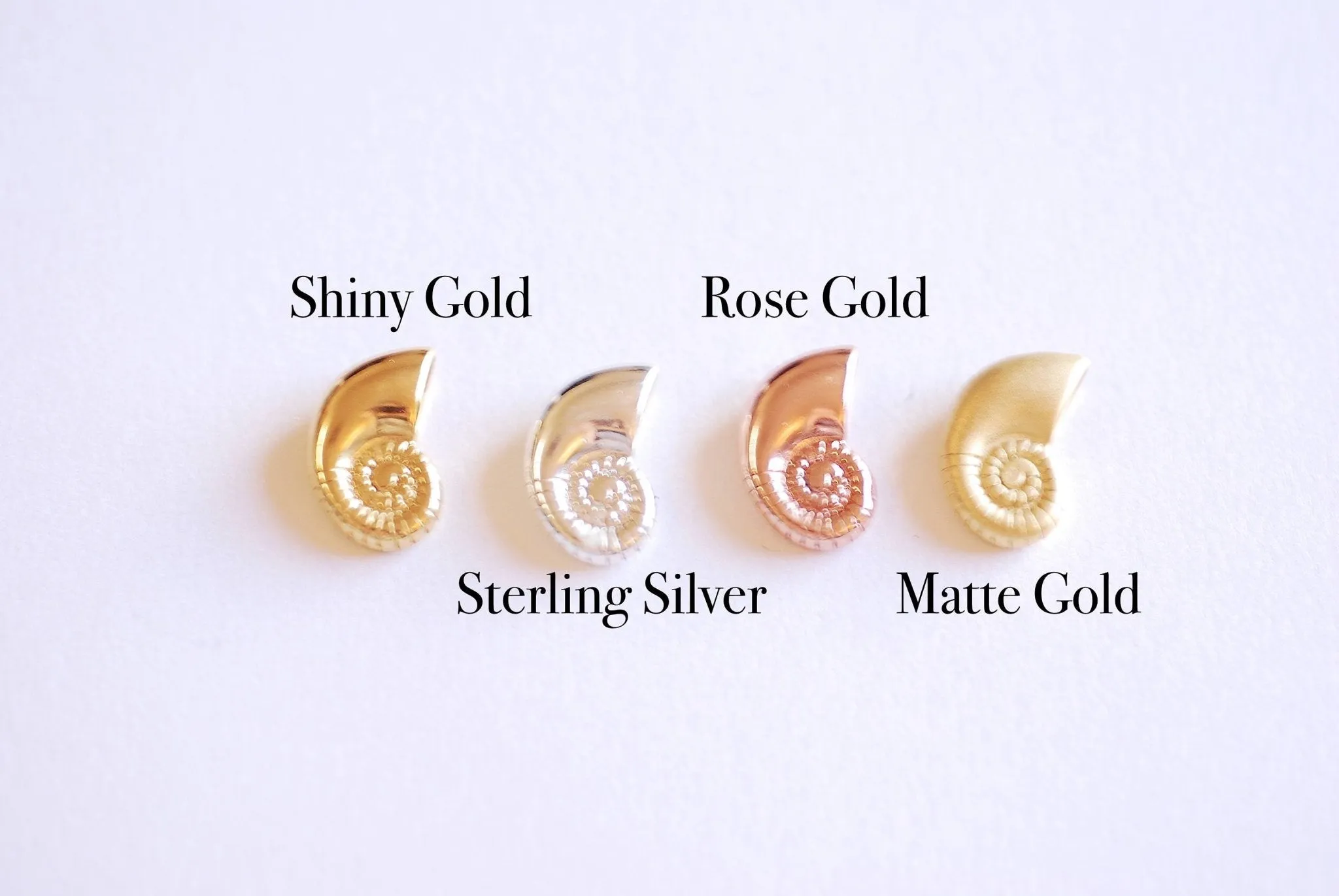 Shiny Gold Wholesale Sea Snail Swirl Shell Charm Pendant- Vermeil 22k Gold Plated, Ocean Beach Conch Seashell Charm, Hermit Crab Shell, Nautilus, 358