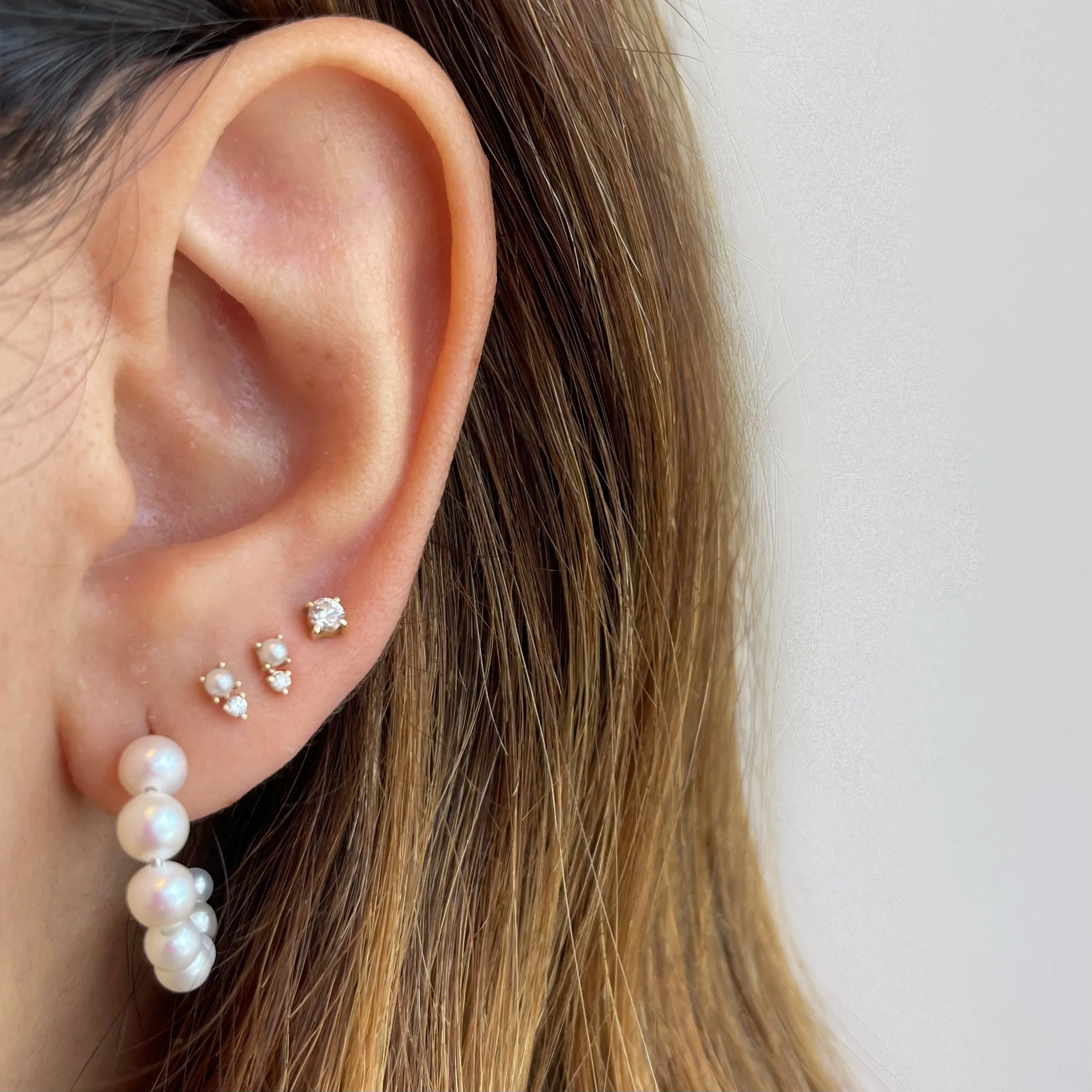 Small Graduated Pearl Hoops