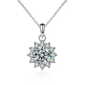 Sparkling Sunflower Moissanite S925 Silver Necklace