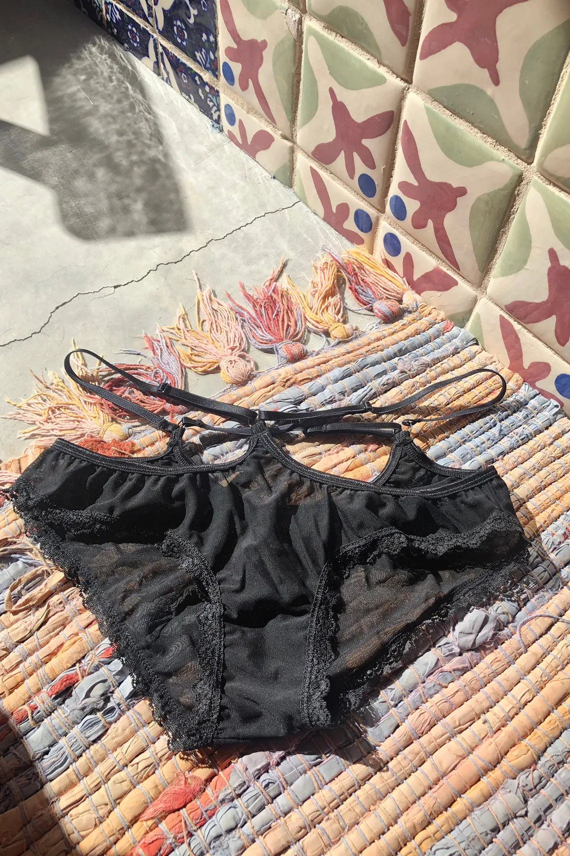 Sunset Panty in Sheer Black Recycled Mesh