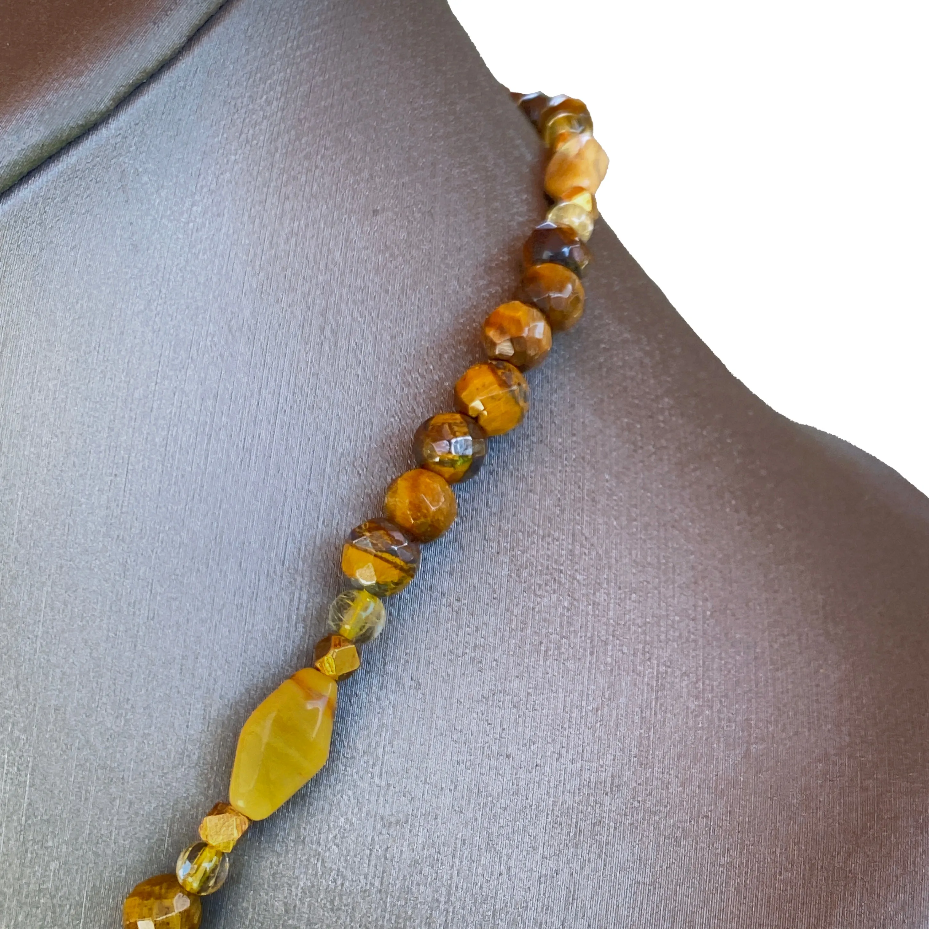 Tiger’s Eye gemstone beaded necklace