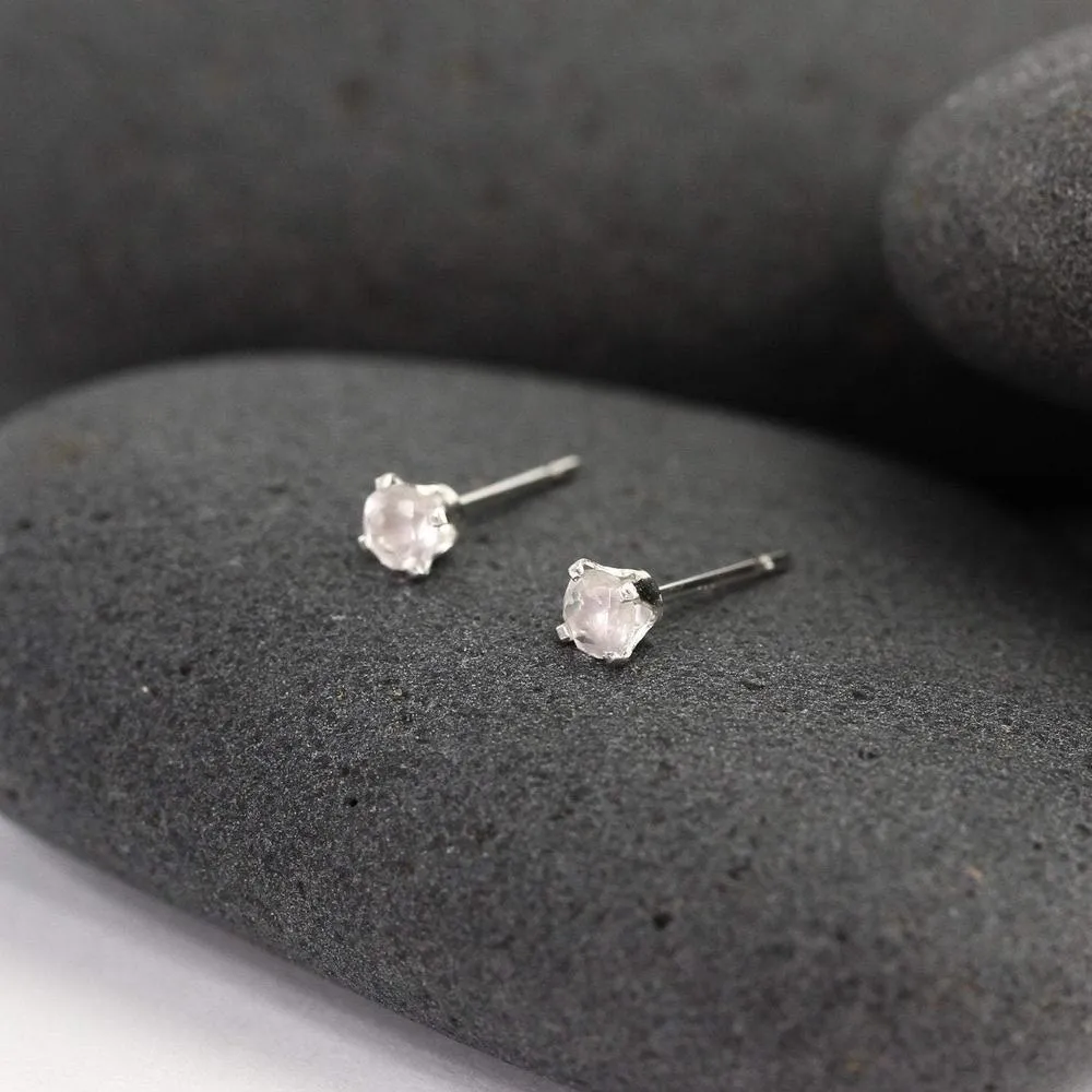 Tiny Rose Quartz Stud Earrings