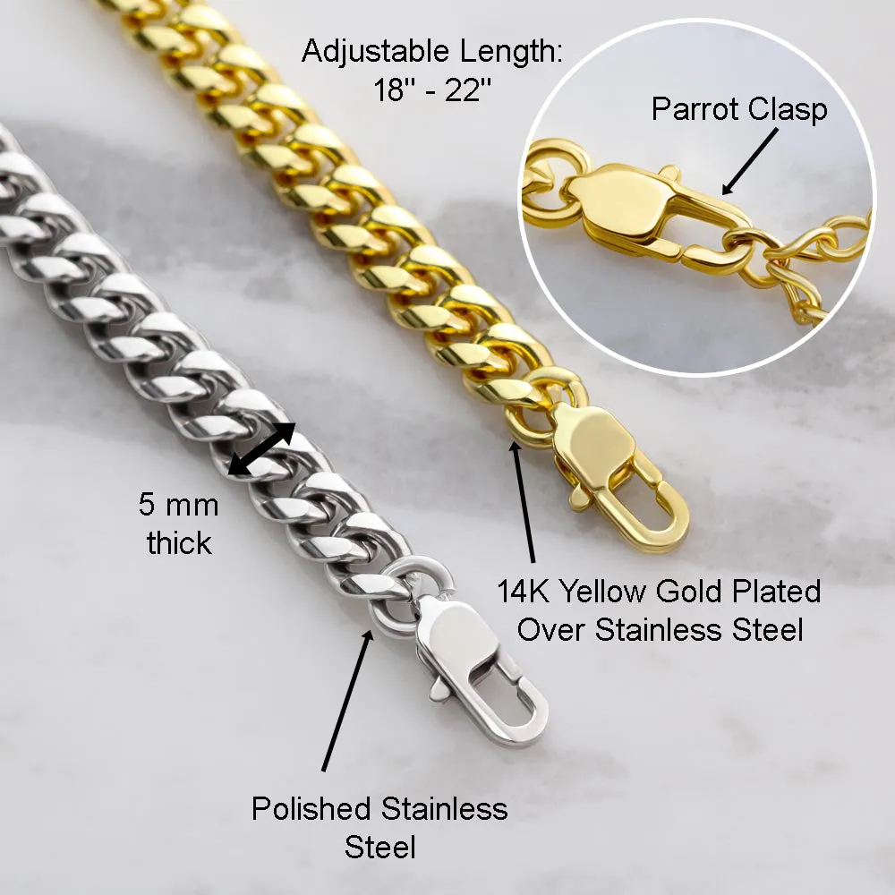 To My Son Gift Trust in the Lord Encouragement Gift from Mom or Dad, Men Cuban Chain Necklace