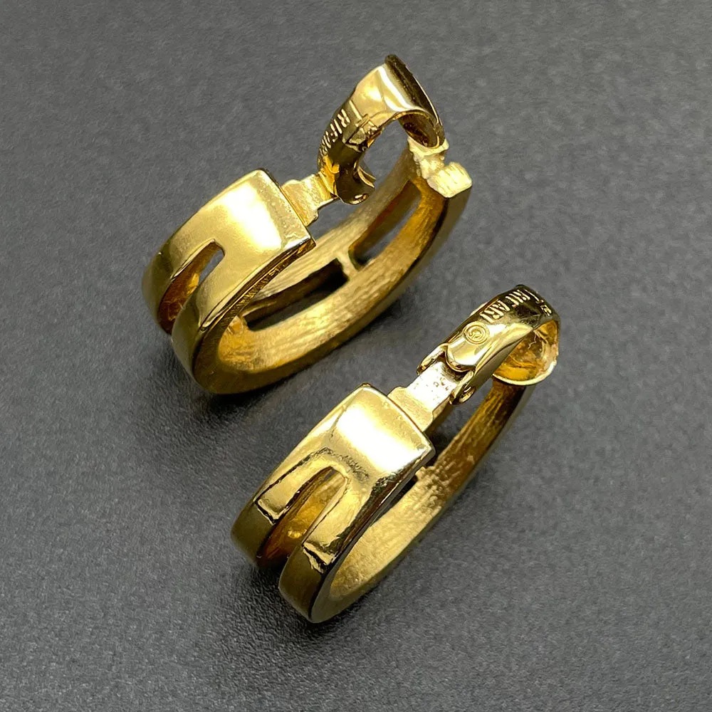 【USA輸入】 ヴィンテージ CROWN TRIFARI フープ イヤリング/Vintage Crown TRIFARI Hoop Clip On Earrings