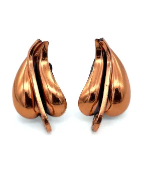 【USA輸入】ヴィンテージ RENOIR コッパー リーフ イヤリング/Vintage RENOIR Copper Leaf Clip On Earrings