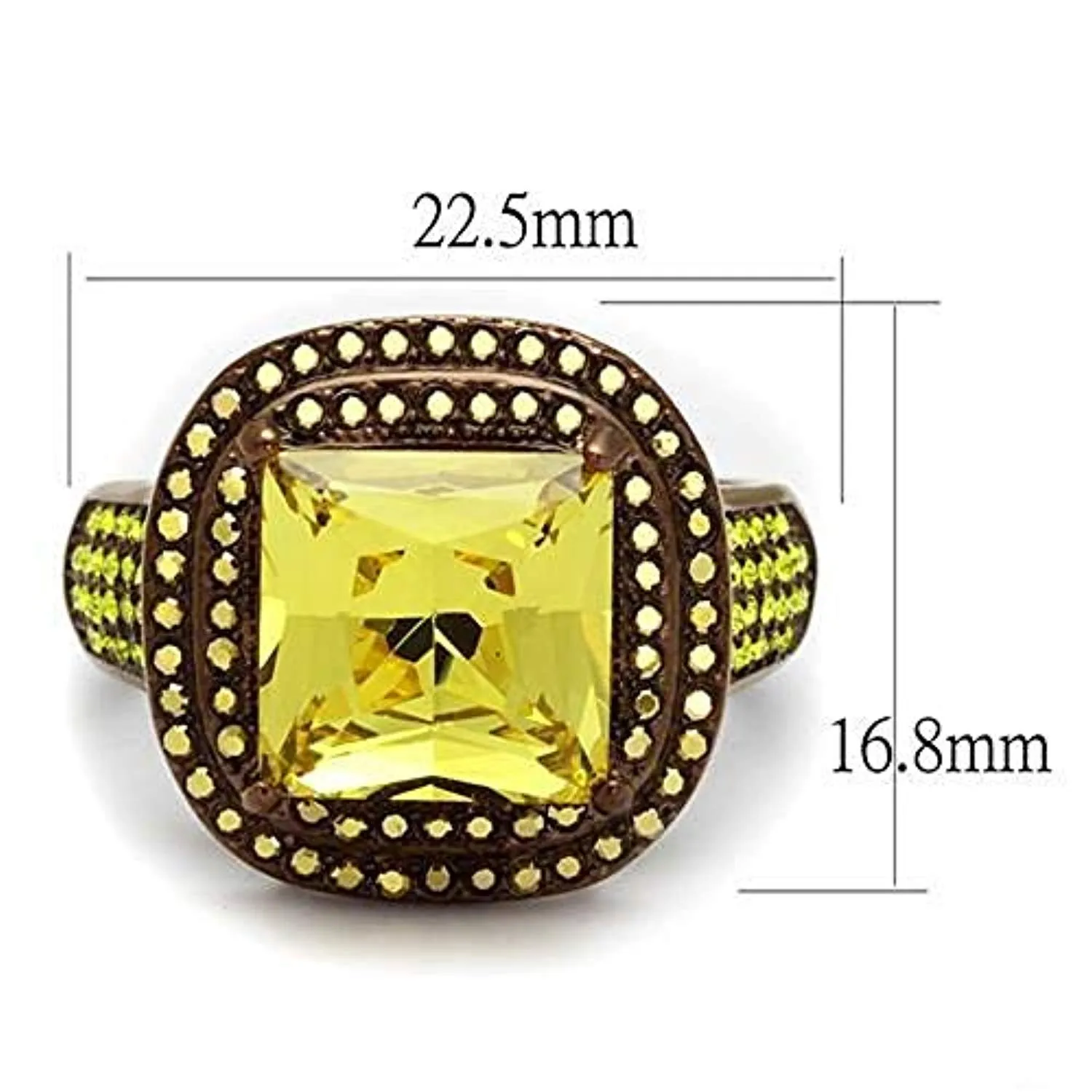 WildKlass Stainless Steel Ring IP Coffee Light Women AAA Grade CZ Topaz