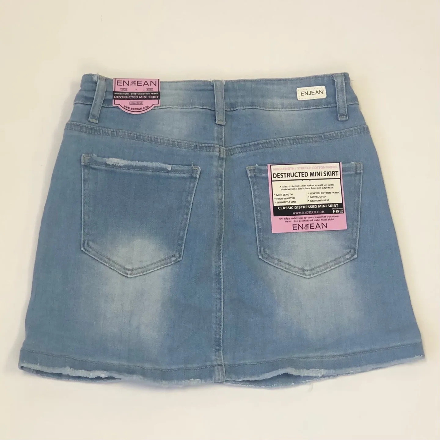 Woman High Waist Destructed Mini Denim Skirt