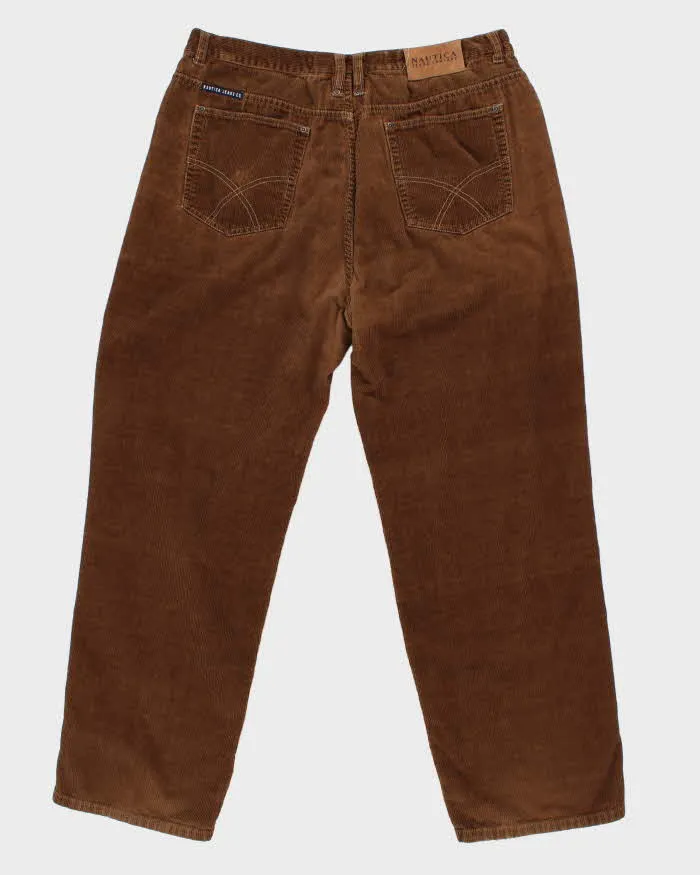 Y2K 00s Nautica Brown Corduroy Trousers - W36 L30