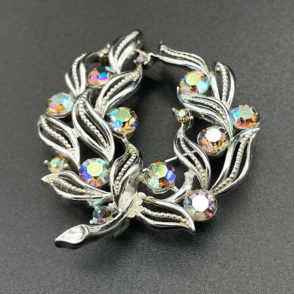 【カナダ輸入】ヴィンテージ LISNER オープンワーク リーフ オーロラ ブローチ/Vintage LISNER Open Work Leaf Aurora Brooch