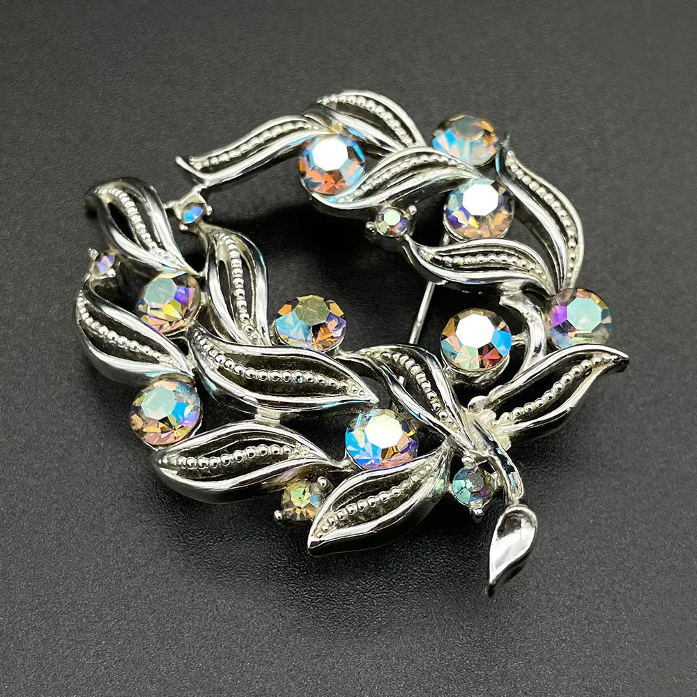 【カナダ輸入】ヴィンテージ LISNER オープンワーク リーフ オーロラ ブローチ/Vintage LISNER Open Work Leaf Aurora Brooch