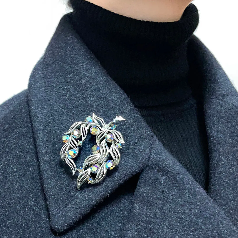 【カナダ輸入】ヴィンテージ LISNER オープンワーク リーフ オーロラ ブローチ/Vintage LISNER Open Work Leaf Aurora Brooch