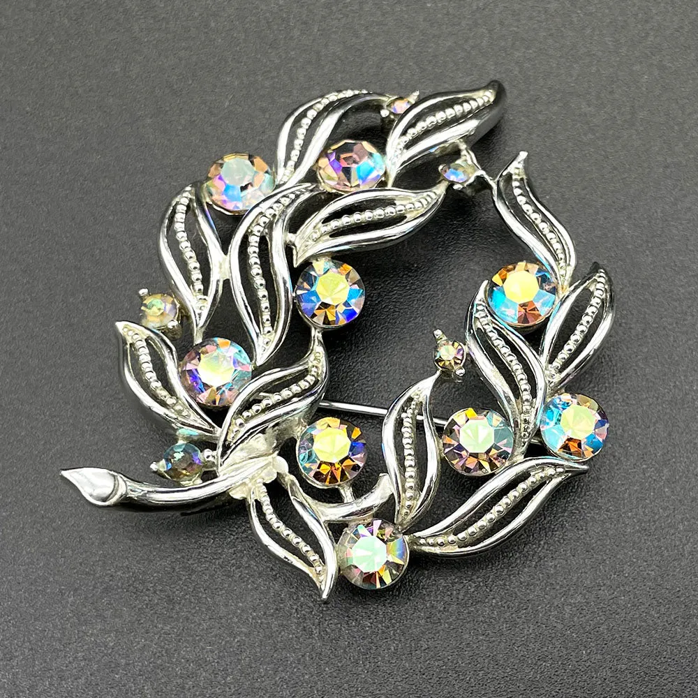 【カナダ輸入】ヴィンテージ LISNER オープンワーク リーフ オーロラ ブローチ/Vintage LISNER Open Work Leaf Aurora Brooch