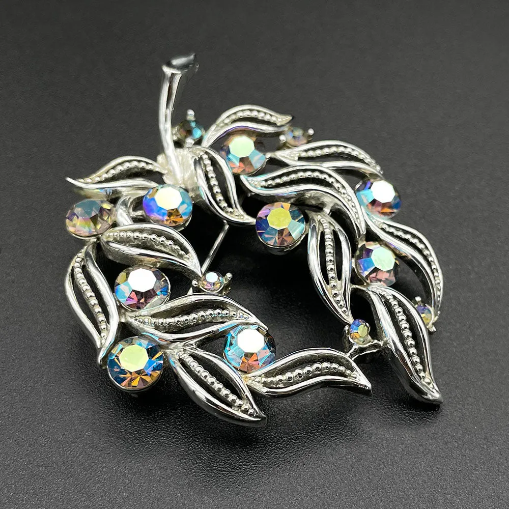 【カナダ輸入】ヴィンテージ LISNER オープンワーク リーフ オーロラ ブローチ/Vintage LISNER Open Work Leaf Aurora Brooch