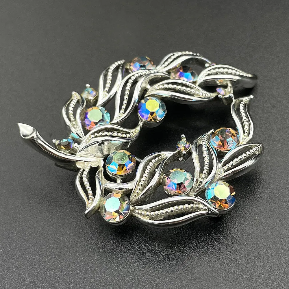 【カナダ輸入】ヴィンテージ LISNER オープンワーク リーフ オーロラ ブローチ/Vintage LISNER Open Work Leaf Aurora Brooch