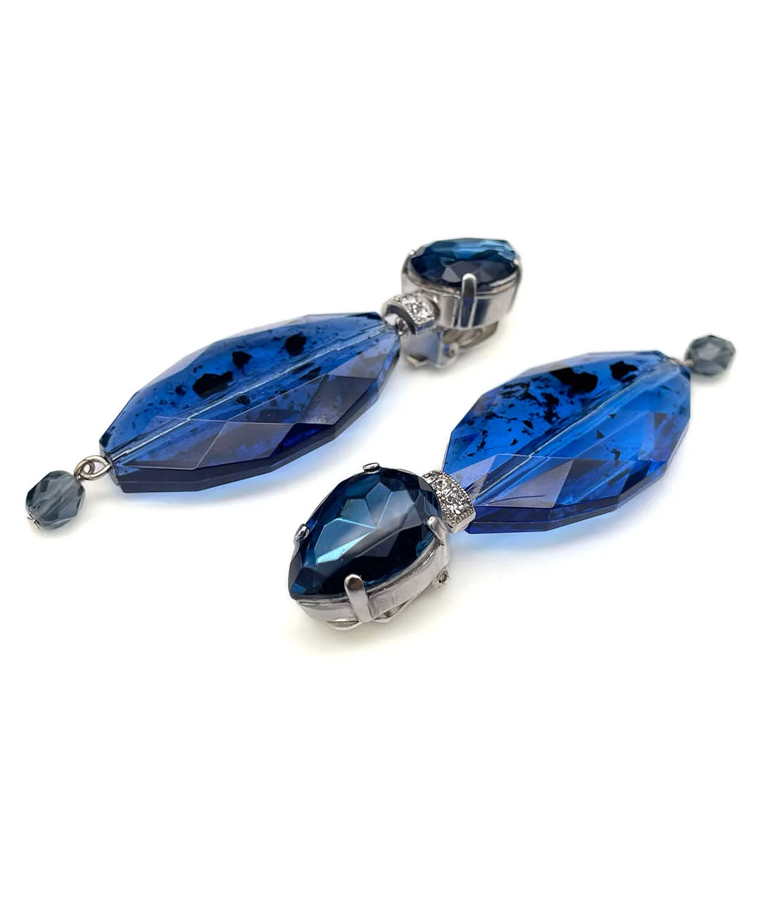 【ドイツ買付】ヴィンテージ SEIBOTH ブルー ガラス ビーズ イヤリング/Vintage SEIBOTH Blue Glass Beads Clip On Earrings