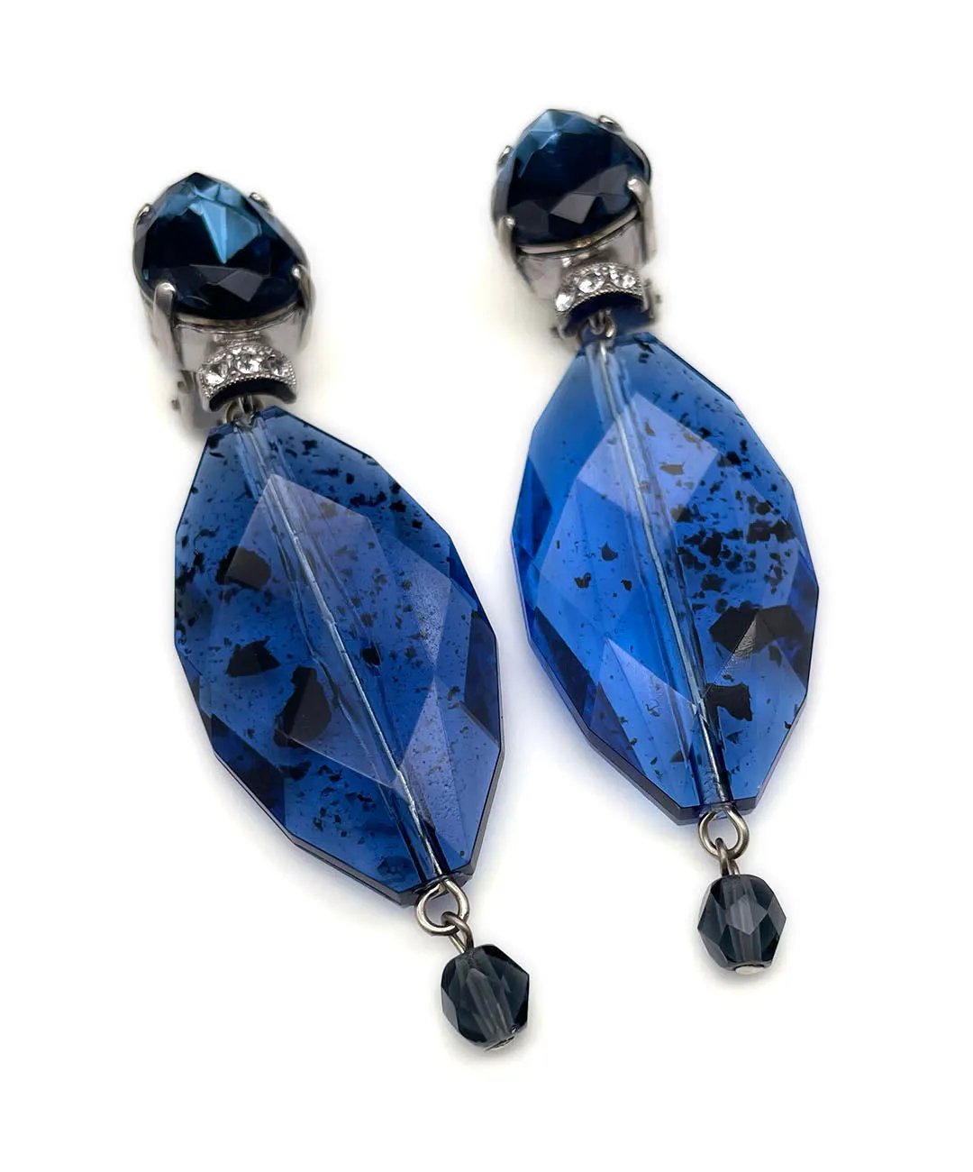 【ドイツ買付】ヴィンテージ SEIBOTH ブルー ガラス ビーズ イヤリング/Vintage SEIBOTH Blue Glass Beads Clip On Earrings