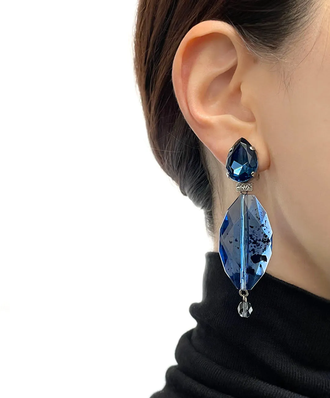 【ドイツ買付】ヴィンテージ SEIBOTH ブルー ガラス ビーズ イヤリング/Vintage SEIBOTH Blue Glass Beads Clip On Earrings