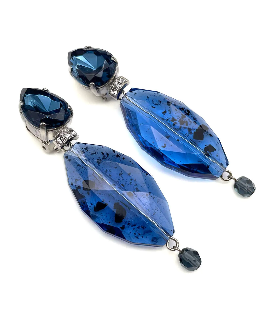 【ドイツ買付】ヴィンテージ SEIBOTH ブルー ガラス ビーズ イヤリング/Vintage SEIBOTH Blue Glass Beads Clip On Earrings