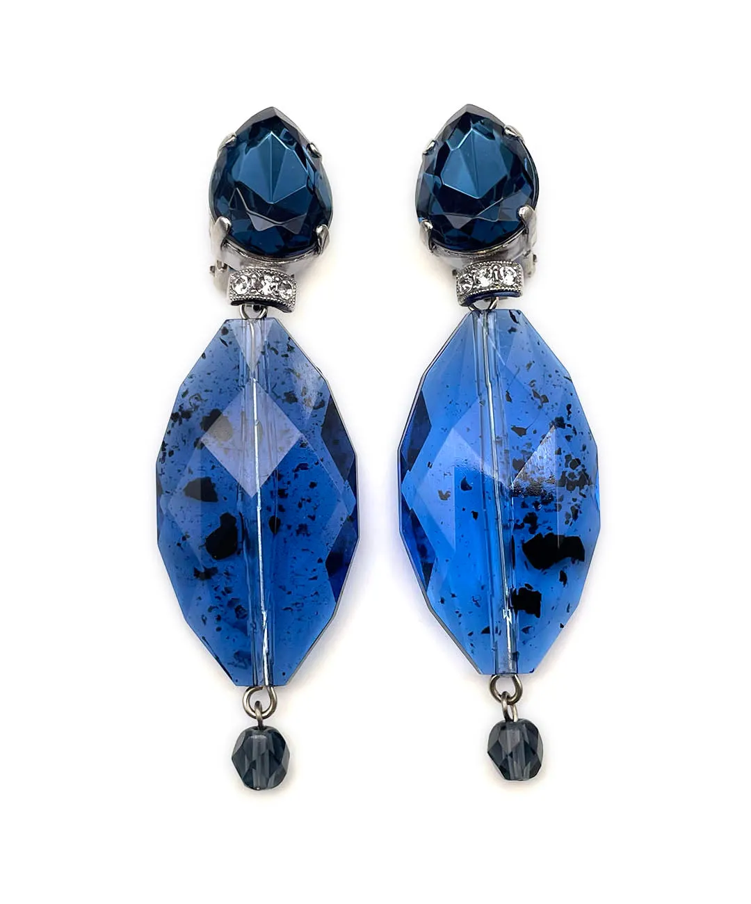 【ドイツ買付】ヴィンテージ SEIBOTH ブルー ガラス ビーズ イヤリング/Vintage SEIBOTH Blue Glass Beads Clip On Earrings